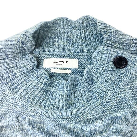 ISABEL MARANT Size 34 Meery Sweater Light Blue Heather Knit Pullover Merry - Picture 3 of 13